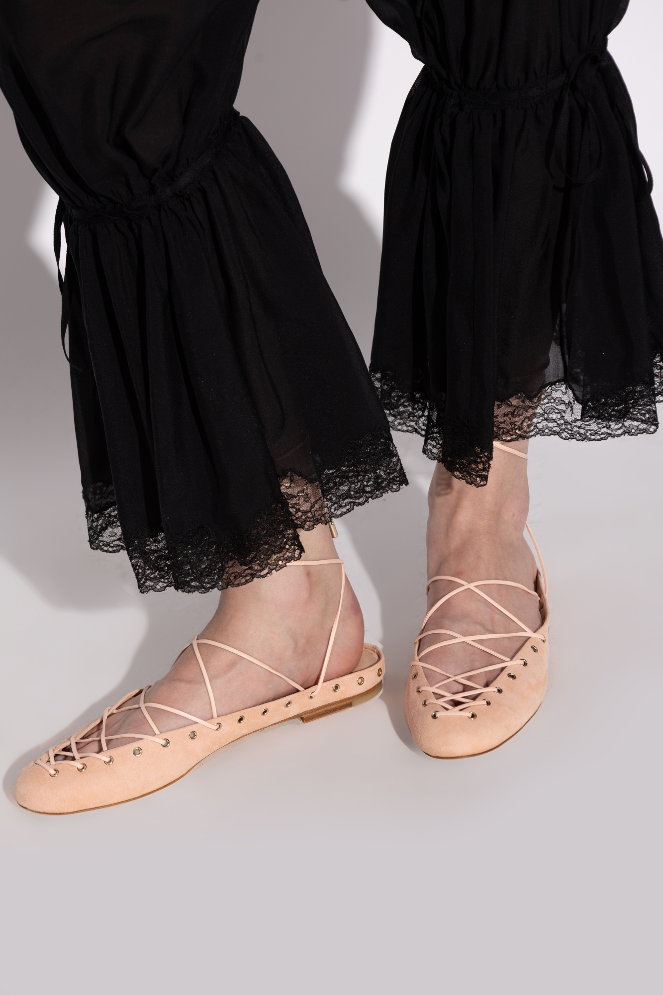 フラットシューズ Chloe SS25 CHLOE GHILIES BALLET SHOES (CHC25U10BRA 6J6) Pink Ballet flats Ghillies Chloé - Vitkac Italy